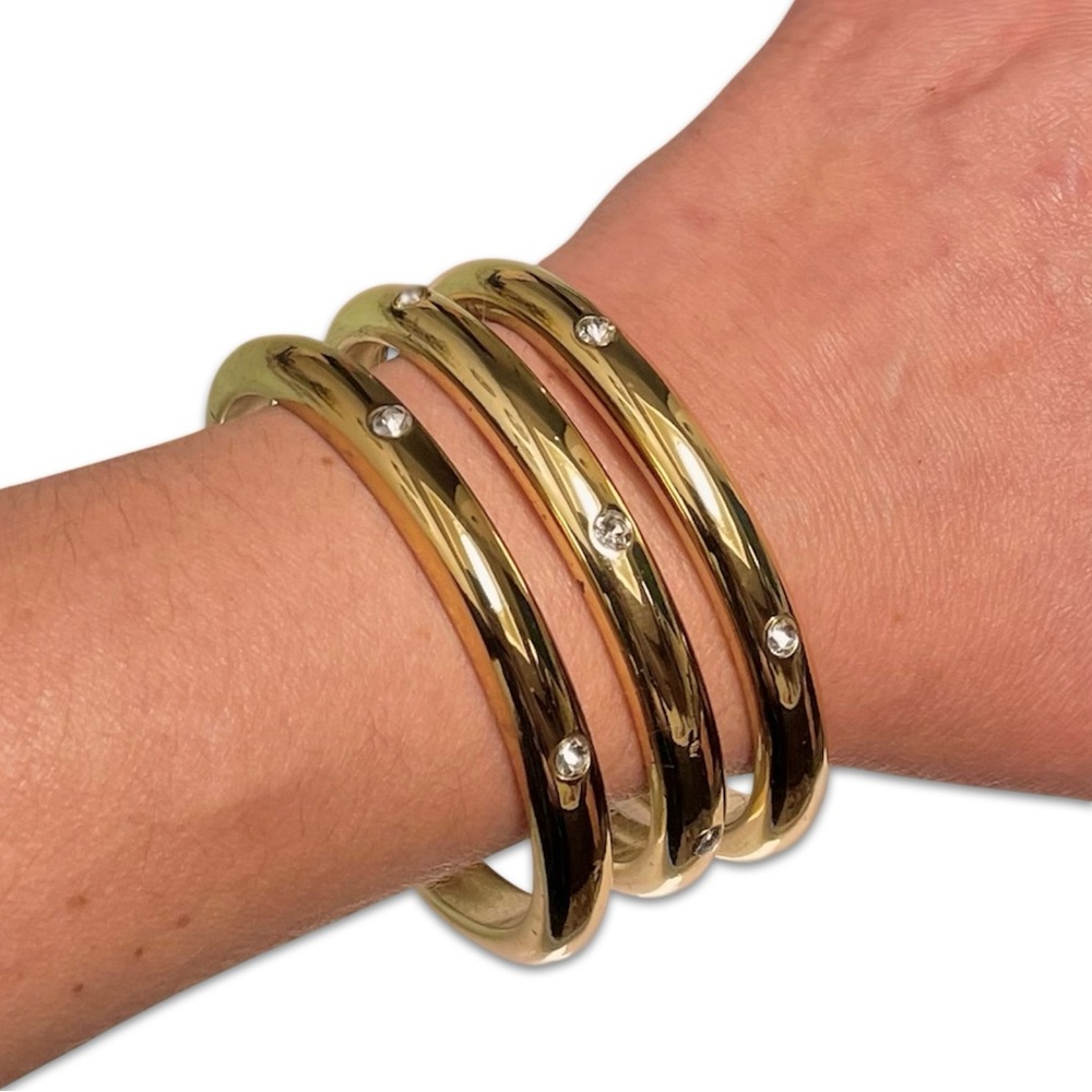 Vintage Gold Bracelet Set with Silver Accents
